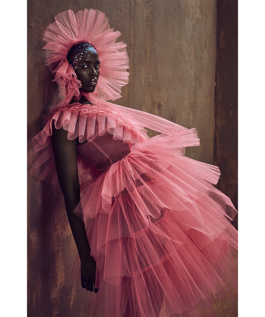 Layered Tulle Occasional Gown | Coral