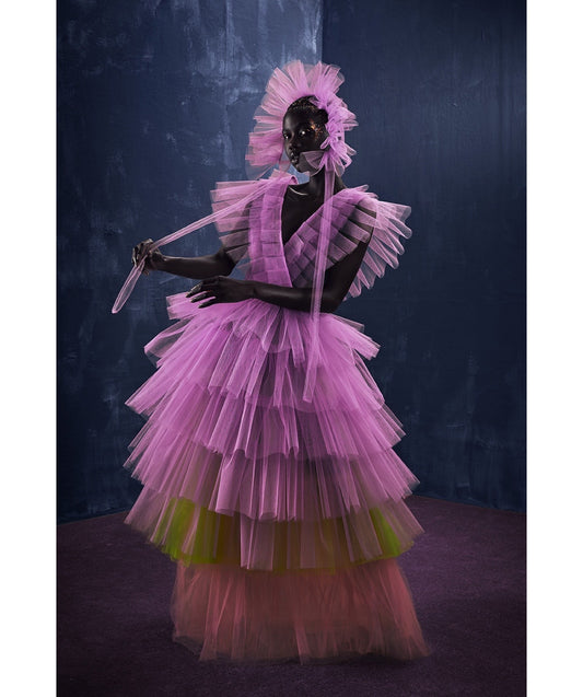 Layered Tulle Occasional Gown | Multicolour