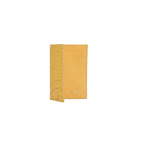 Folded Card Holder | Crocodile Leather | Yellow