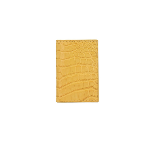 Folded Card Holder | Crocodile Leather | Yellow