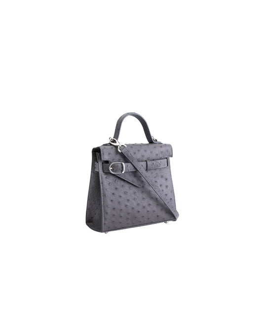 Grey Ostrich | 'Isibambo' Top Handle Bag