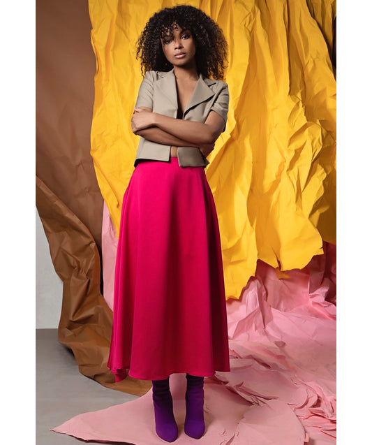Double Slit A-line Skirt | Satin
